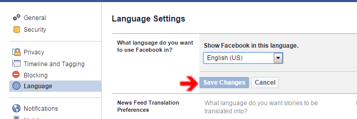 save language settings